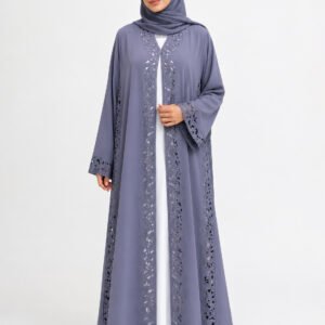 SIS-110 Grey Laser Work Abaya